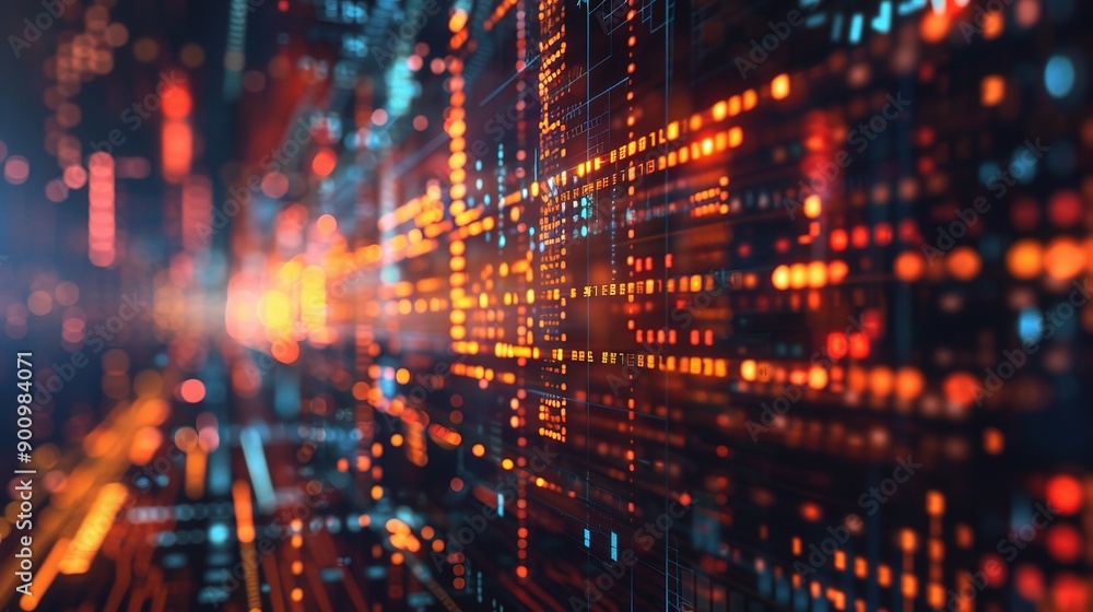 Poster digital data stream: a mesmerizing abstract background of glowing digital data streams, with vibrant