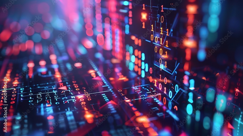 Poster digital data flow: a captivating abstract image that evokes the dynamic flow of data through digital