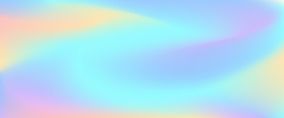 Unicorn pastel gradient. Vector holographic iridescent wallpaper. Horizontal unicorn fantasy fluid backdrop. Blurred neon hologram spectrum mash gradient. Holo rainbow pastel colors liquid background