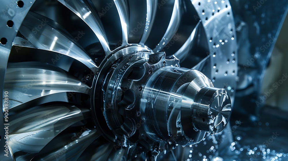 Aufkleber metal machine tools industry cnc turning milling factory processes steel turbine part process : gene