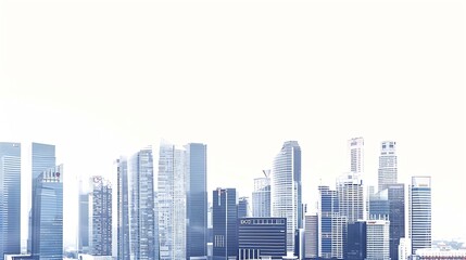 Obraz premium Cityscape of Singapore isolated on white background : Generative AI