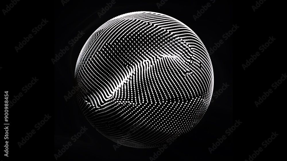 Poster 3d abstract sphere render with a geometric pattern and texture.