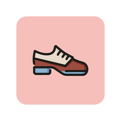Boat shoe line icon. Shoelaces, loafer, low heel. Footwear concept. Can be used for topics like shoe store, casual style, formal dress code