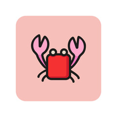 Crab line icon. Crustaceans, claw, shell. Seafood concept. Can be used for topics like shellfish, wildlife, beach, sea food market