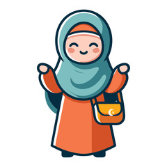 Happy Muslim islamic girl vector icon