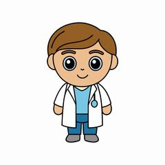 Fototapeta premium Happy young doctor cartoon isolated vector art Illustration