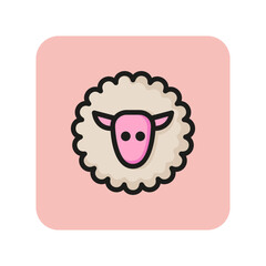 Sheep line icon. Wool, mutton, animal. Fabric features concept. Can be used for topics like warm clothes, cold weather, woolens