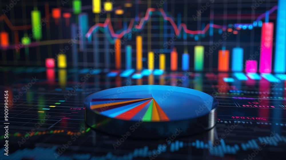 Fototapete chart graph finance stock analysis financial digital growth investment investor measuring level bar 