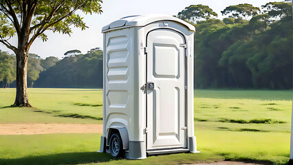 isolated outdoor toilet cabins, public portable bio WC cabins