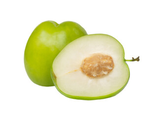 Green fresh jojoba isolated on white