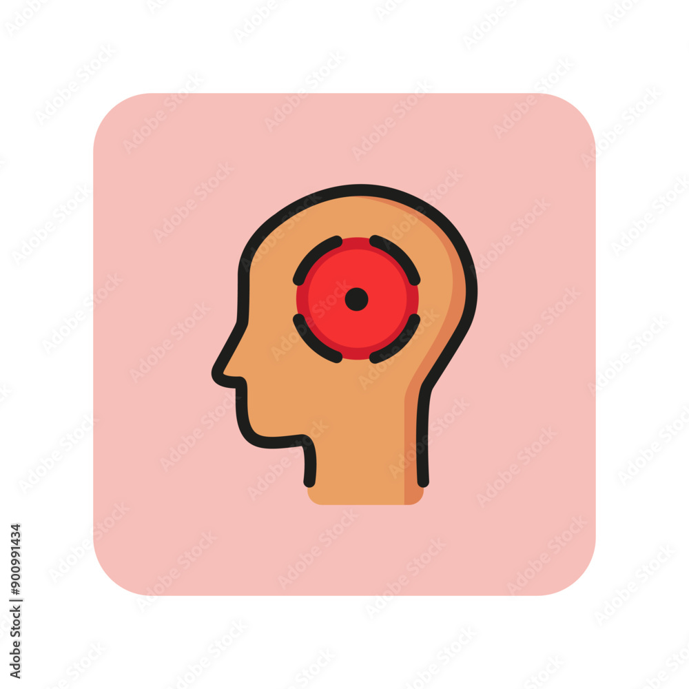 Wall mural Headache line icon. Brain fever, brain cancer, migraine. Allergy symptoms concept. Vector illustration can be used for topics like healthcare, medicine, diseases