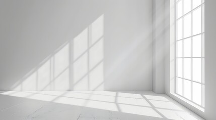 Obraz premium Minimal abstract light gray background for product presentation Soft shadow and light from windows on white wall : Generative AI