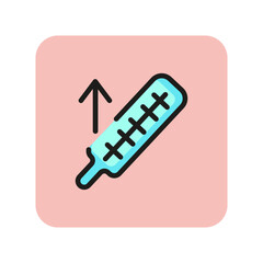 High temperature line icon. Thermometer, fever, allergy symptom. Healthcare concept. Vector illustration can be used for topics like health, illness, medicine