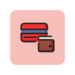 Debit card line icon. Earning, online payment, cash withdrawal. Credit card concept. Vector illustration can be used for topics like banking, finance, money
