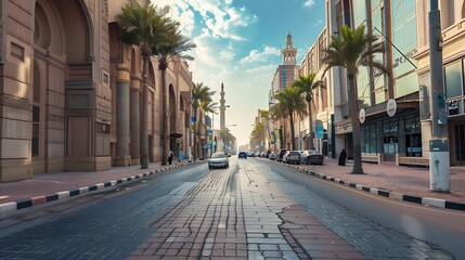 Fototapeta premium Jeddah downtown central district street Saudi Arabia : Generative AI