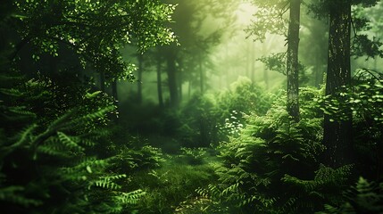 Obraz premium green woods panorama natural landscape : Generative AI