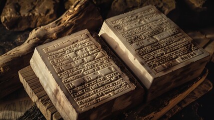 The tablets with the Ten Commandments of the Bible : Generative AI