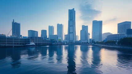 Fototapeta premium Urban landscape of Yokohama Japan : Generative AI