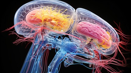 A close-up image of a brain scan showing detailed neural activity