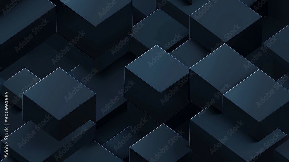 Poster captivating abstract background featuring a seamless pattern of overlapping dark blue cubes with sub