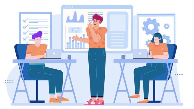 illustration of business training for new employees animated video