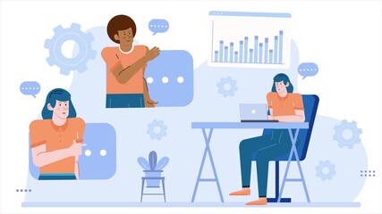 online meeting and coordination illustration business animated video