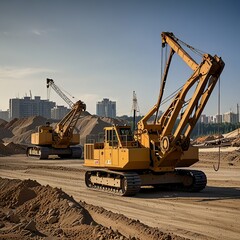 Fototapeta premium Scene of construction site with equipment
