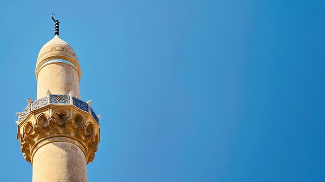 Top of minaret with blue sky : Generative AI