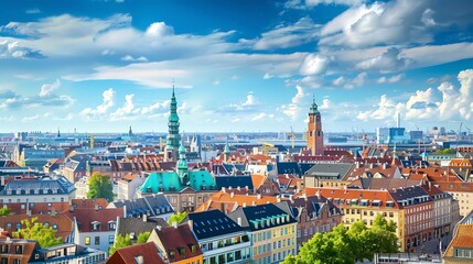 Obraz premium Copenhagen downtown city skyline cityscape of Denmark : Generative AI