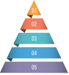 Pyramid infographic template with five elements