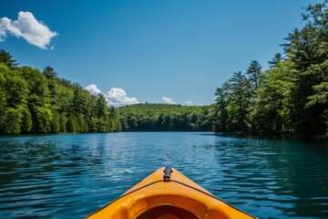 Fototapeta premium adventurous kayaking through lake