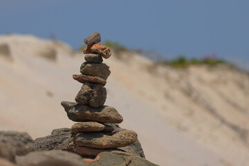 Stacked stones on beach