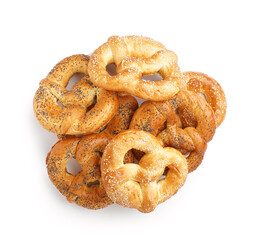Tasty pretzels isolated on white background