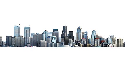 Cityscape of Seattle Washington USA isolated on white background : Generative AI