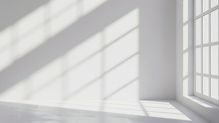 Minimal abstract light gray background for product presentation Soft shadow and light from windows on white wall : Generative AI