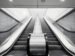 Sleek and Streamlined Escalator Design in Minimalist Architecture