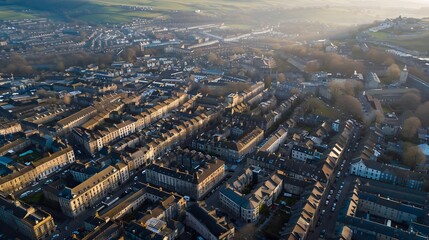 Obraz premium The amazing aerial view of Bath North East Somerset unitary area in the county of Somerset UK England daytime : Generative AI