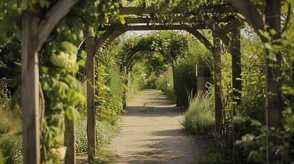 Obraz premium Natural garden arbor in an allotment garden : Generative AI