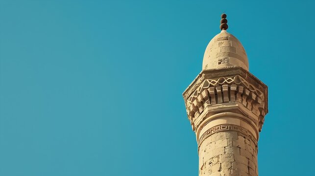 Top of minaret with blue sky : Generative AI