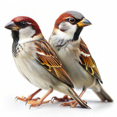 Fototapeta premium Eurasian Tree Sparrow on White Background