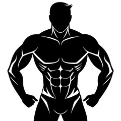Fototapeta premium Muscle man icon silhouette vector art Illustration 