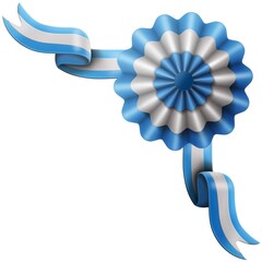 flag with ribbons, rosette, Argentina flag, 3d illustration	
