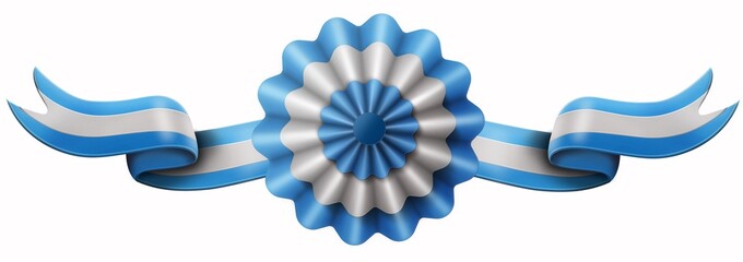 flag with ribbons, rosette, Argentina flag, 3d illustration	
