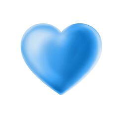 blue heart shape isolated on white 3d	
