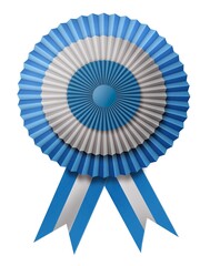 flag with ribbons, rosette, Argentina flag, 3d illustration	
