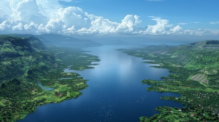 Obraz premium Lake Victoria Expansive freshwater lake and surrounding scenery