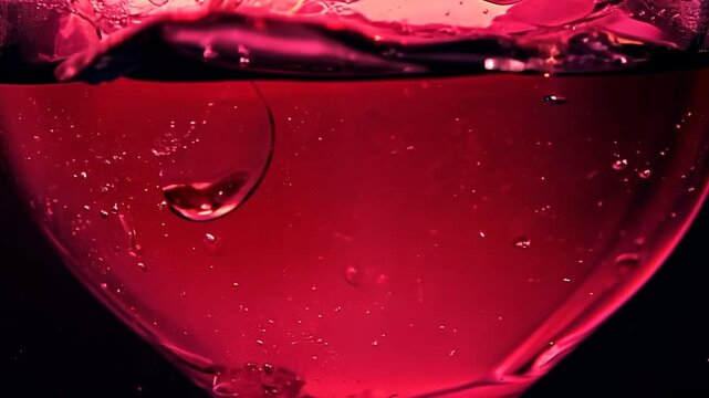 Super Slow Motion Pouring Red Wine Into Glass With Unique Underwater Macro Lens Perspective Generative AI