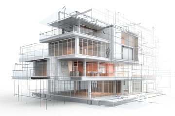 Fototapeta premium Modern house blueprint with sketch lines.