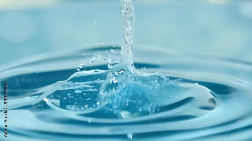 Poster single water drop falling into calm pool generative ai