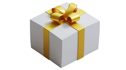 Obraz premium Gift Box with Gold Ribbon on Transparent White Background PNG - Christmas Present Bow Birthday Decoration Love Holiday Give Surprise Luxury Isolated Celebration Valentine Event Occasion Anniversary 